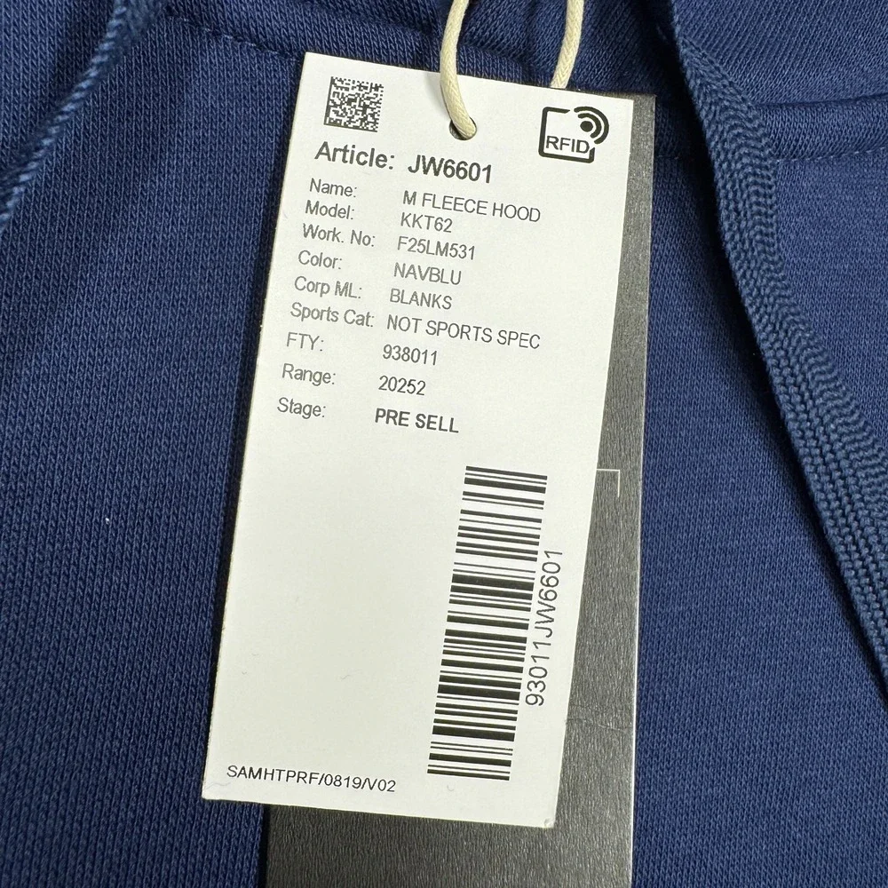 NWT Adidas Fleece Hoodie Hooded Sweater Blue Men's Size Medium